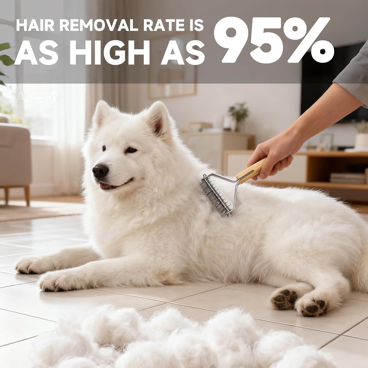 Bamboo Undercoat Rake & Deshedding Comb Set - 4 Piece Pet Grooming Kit with Detangling Brush for Matted Fur Removal, Gentle Massage and Deep Cleaning for Dogs and Cats