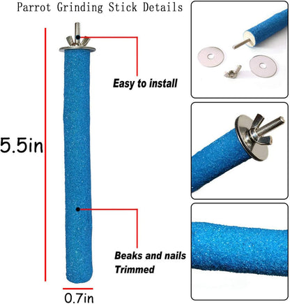 PINVNBY Bird Feeding Dish Cups,5.5x2.0 Inches Parrot Stainless Steel Food Water Dish Perch Stand Platform Paw Grinding Toy Feeder Cage Bowl with Clamp Holder for Budgies Parakeet Macaw(5 Pack L)