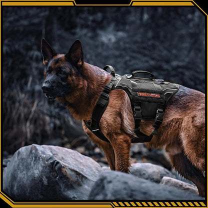 OneTigris Tactical Dog Harness for Large Dogs, Mesh Dog Harness Medium Sized Dog Reflective Dog Vest, Heavy Duty & Breathable Military Dogs Vest with No Pull Buckle