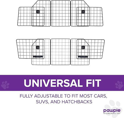 Pawple Dog Car Barrier for SUV's, Cars, Vehicles, & Trucks, Adjustable Large Pet Divider, Heavy-Duty Wire Mesh- Universal Fit