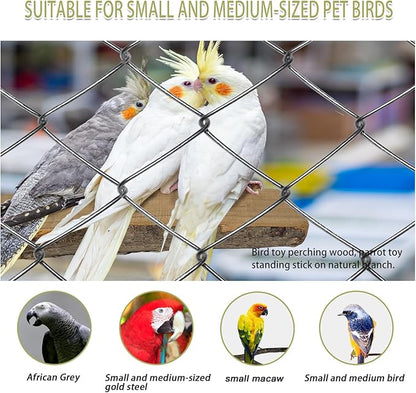 Bird Toys, Natural Parrot Toys for Small Macaws, Budgies, Lovebirds, Finches, Small and Medium Sized Birds Peppercorn Wood Apple Tree Perch Wood Set