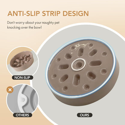 Ceramic 0.9 Cup Dog Bowl Slow Feeder, 6.1inch Slow Pet Food Dish for Small Dog and Cat, Stop Bloat, Preventing Choking(Single Bowl, Brown Coffee)