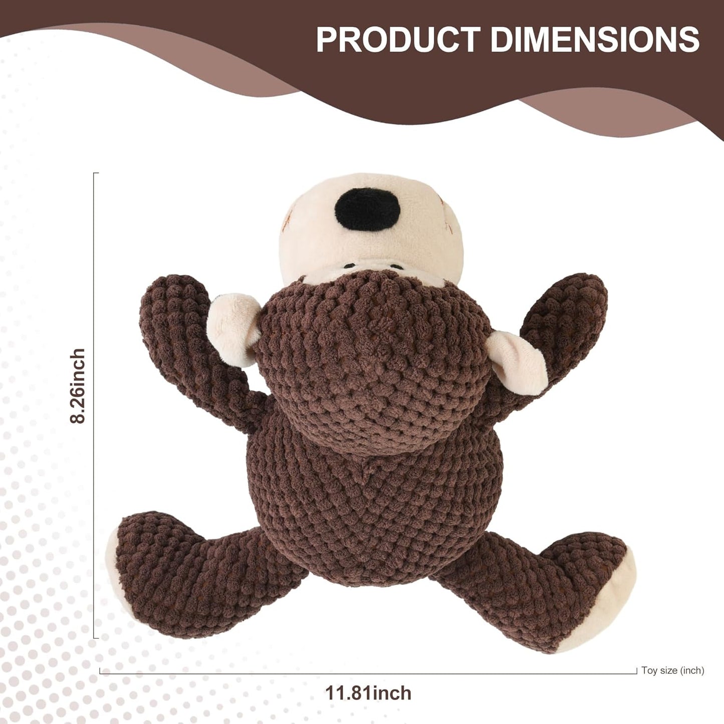 Dog Squeaky Stuffed Plush Chew Toys,Cute Monkey Pet Toy for Small Medium Large Dogs Comfort Toys for Anxiety Relief