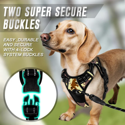 BARKBAY No Pull Dog Harness Front Clip Heavy Duty Reflective Easy Control Handle for Large Dog Walking(Desert camo,XS)
