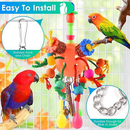 KATUMO Bird Toys, Parrot Toys Parakeet Foraging Shredder Hanging Toys Bird Ball Treats for Conure Mini Macaw Cockatiel Lovebird Small-Medium Birds