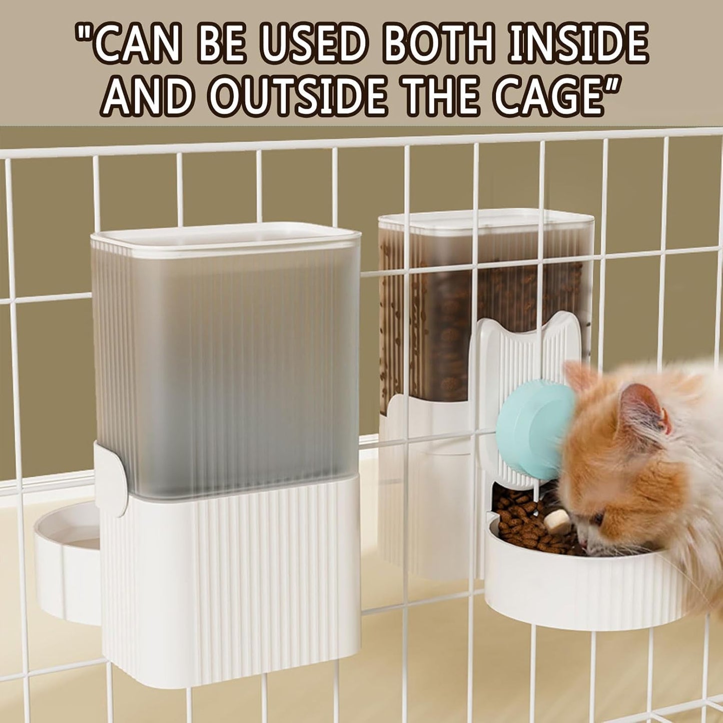 kathson Hanging Automatic Pet Food and Water Dispenser,Gravity Auto Rabbit Feeder for Cage,Guinea Pig Feeder and Waterer Set,Cat Food Bowl Dog Feeding Station for Bunny,Ferret,Chinchilla (Blue)