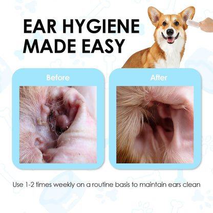 Mooncat Cat & Dog Ear Cleaner Wipes - Gentle Finger Wipes for Ear Infection, Mites, Wax & Odor - Easy & Soothing Itch Relief Cleaning Solution for Sensitive Ears - 40 Finger Wipes