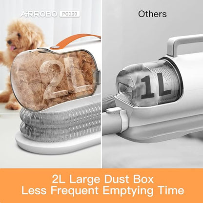 AIRROBO Dog Grooming Vacuum Kit,12000Pa Strong Pet Vacuum for Shedding,Grooming Hai,Quiet,PG100,2L Large Capacity