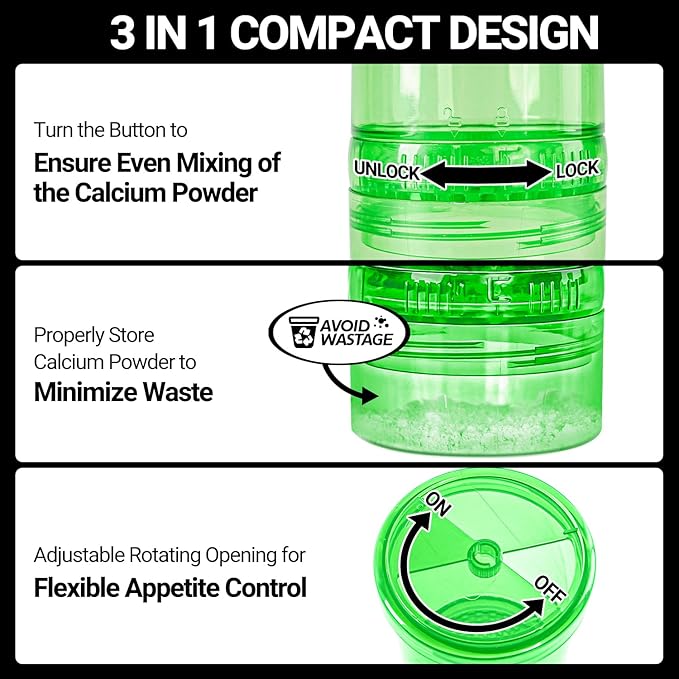 Cricket Calcium Powder Mixer for Reptiles, Cricket Feeder with Calcium for Reptiles, Reptile Calcium Duster Cricket Food for Reptile Bearded Dragon Gecko Terrarium Tank Accessories