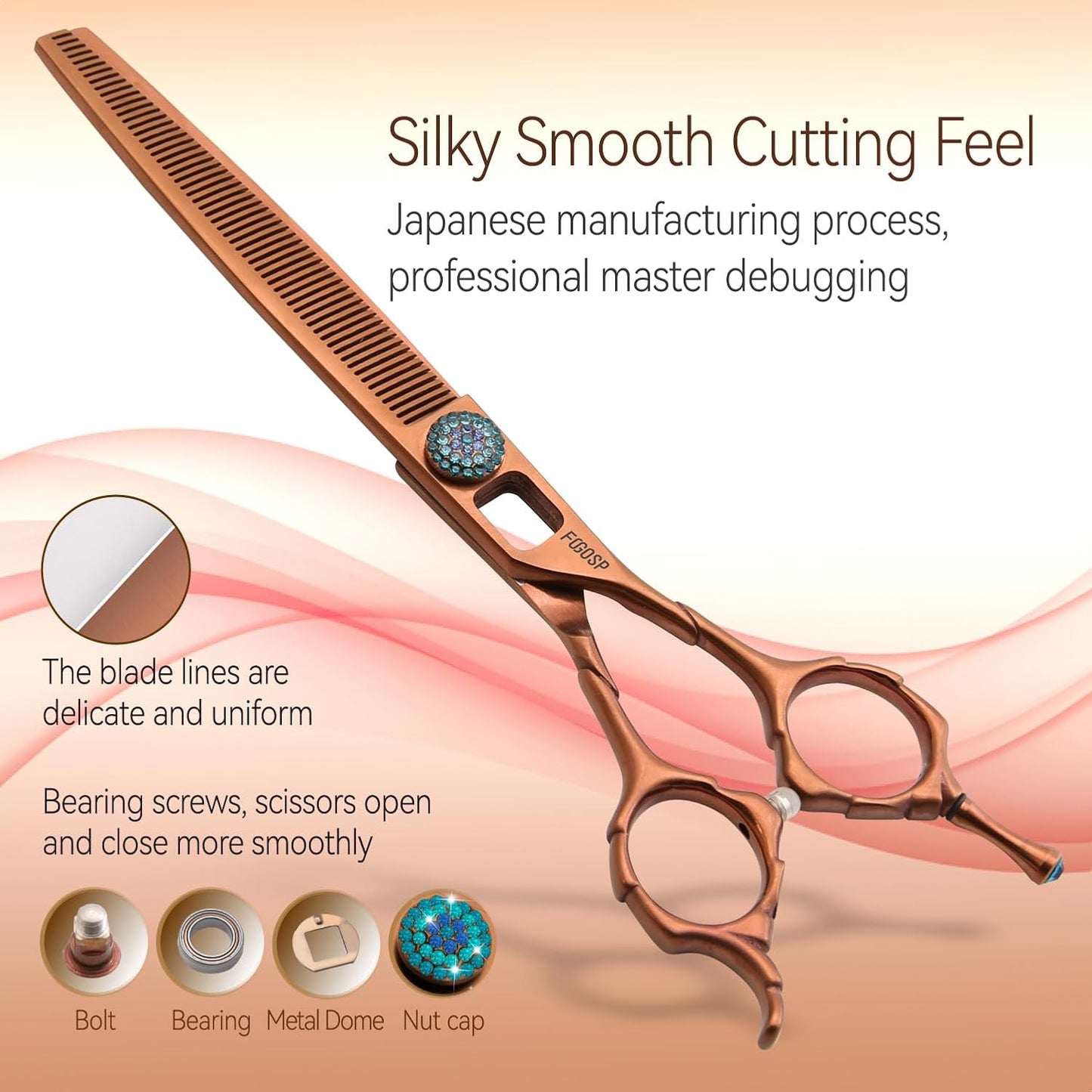 Thinning Shears for Dogs 58 Teeth 7.5'' Professional Blending Thinner Scissors for Dog Pet Sharp and Durable For Right Handed Groomers(7.5,Chocolate Thinner)