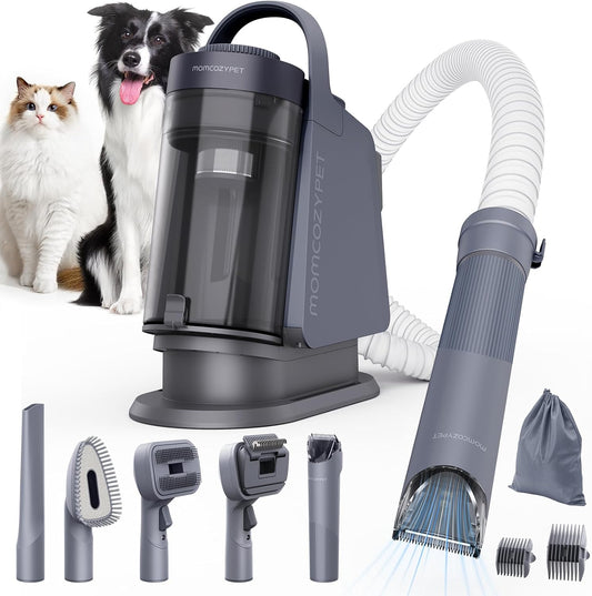 Dog Grooming Kit, FurEase Dog Grooming Vacuum with Dog Clippers for Grooming, 13000Pa Powerful Dog Vacuum for Shedding Grooming with 5 Pet Grooming Tools (Iron Gray, 2.5 Liter Canister)