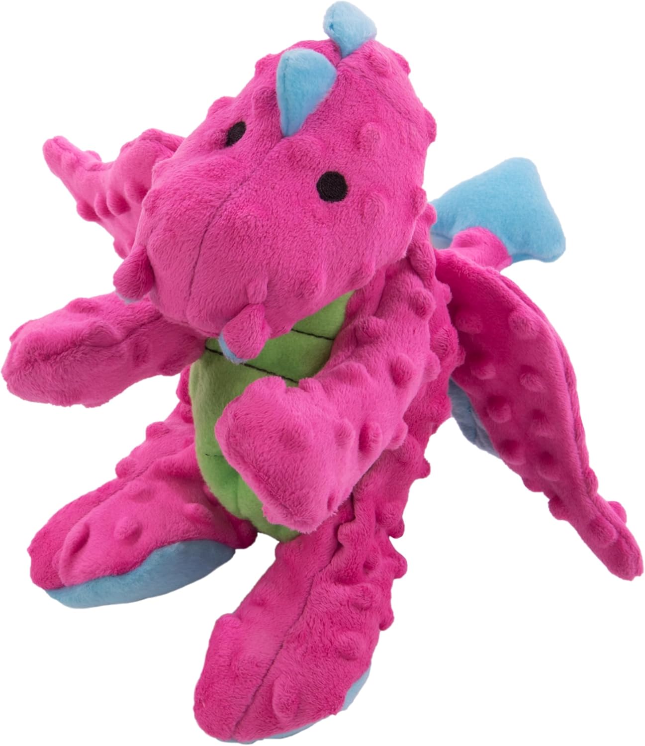 goDog Dragons Squeaky Plush Dog Toy with Chew Guard Technology, Durable Fabric & Squeaker for Active Play, Pink, Large