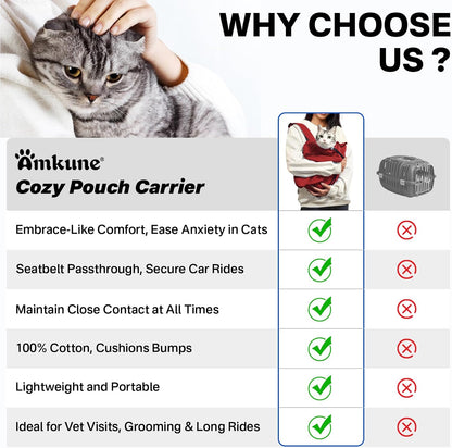 [Cozy Travel] Cat Carrier Pouch, Soft Cat Carrier for Small Cats, Carrying Sack, Restraint Bag for Nail Trimming, Vet Visits, Giving Meds, Dental Care, Car Travel - Wine Red