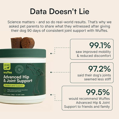 Wuffes Chewable Dog Hip & Joint Supplement - Glucosamine & Chondroitin Chews - Dog Joint Supplements & Vitamins - Extended Joint Care (Large Breed (Over 65 lbs), 60 Chews (Pack of 2))