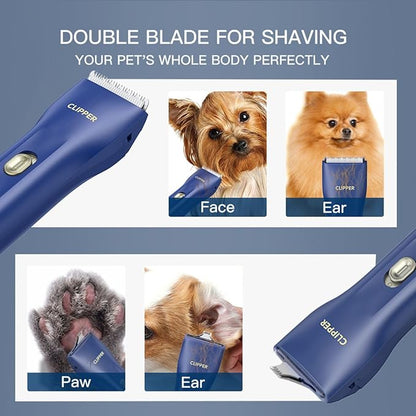 Dog Grooming Cilppers,Handy & Powerful Pet Electric Hair Trimmer Kits Waterproof Cordless Rechargeable Grooming Shavers for Small Dogs and Cats