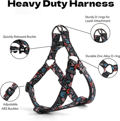 QQPETS Dog Harness Leash Set Adjustable Heavy Duty No Pull Halter Harnesses for Small Medium Large Breed Dogs Back Clip Anti-Twist Perfect for Walking