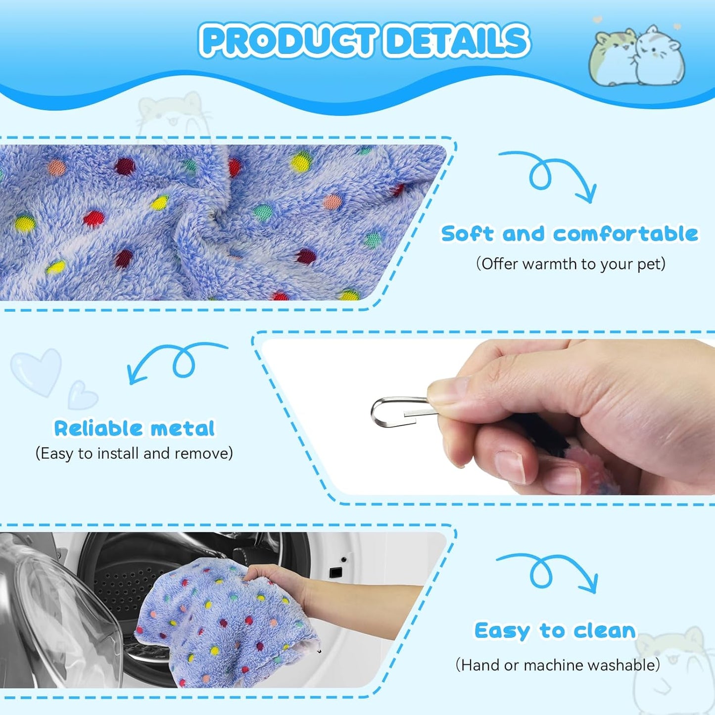 3 Pcs Guinea Pig Hammock, Rat Ferret Hamster Hanging Hammock Guinea Pig Accessories for Small Animals Chinchilla Parrot Sugar Glider Ferret Squirrel (11"×11")