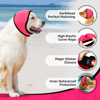 Dog Ear Muffs Noise Protection, No Flap Ear Wraps Cover for Dogs Bath Grooming, Adjustable Dog Calming Hoodie Hematoma Anxiety Firework Thunder,Waterproof Dogs Shower Cap Drying Swimming Bathing (MP)