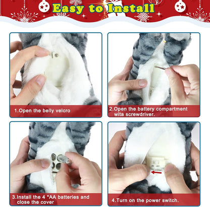 Plush Stuffed Animal Interactive Cat Robot Toy, LED Robotic Cat Barking Meow Kitten Touch Control, Electronic Pet, RobotKitty Toys, Animated Toy Cats for Girls Baby Kids