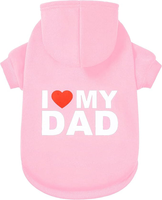 GreenJoy Dog Sweater Dog Hoodie Cold Weather Dog Coat Hooded Sweatshirt for Puppies,Cats, Small Medium Large Dogs (Pink(I Love My Dad), Medium)