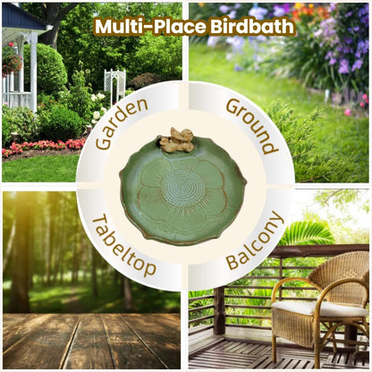 Ceramic Ground Bird Bath Bowl for Outside, BirdBath Bowl Only, Ground Bird Feeders and birdbath for Outdoors, Tabletop，Balcony and Garden