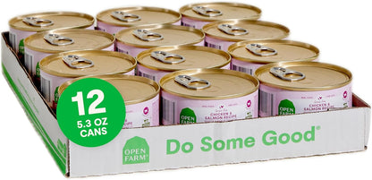 Open Farm Canned Cat Food, Pate for Complete & Balanced Nutrition, Grain Free and Legume-Free Wet Cat Food, Chicken & Salmon Recipe, 5.3oz Cans (Case of 12)