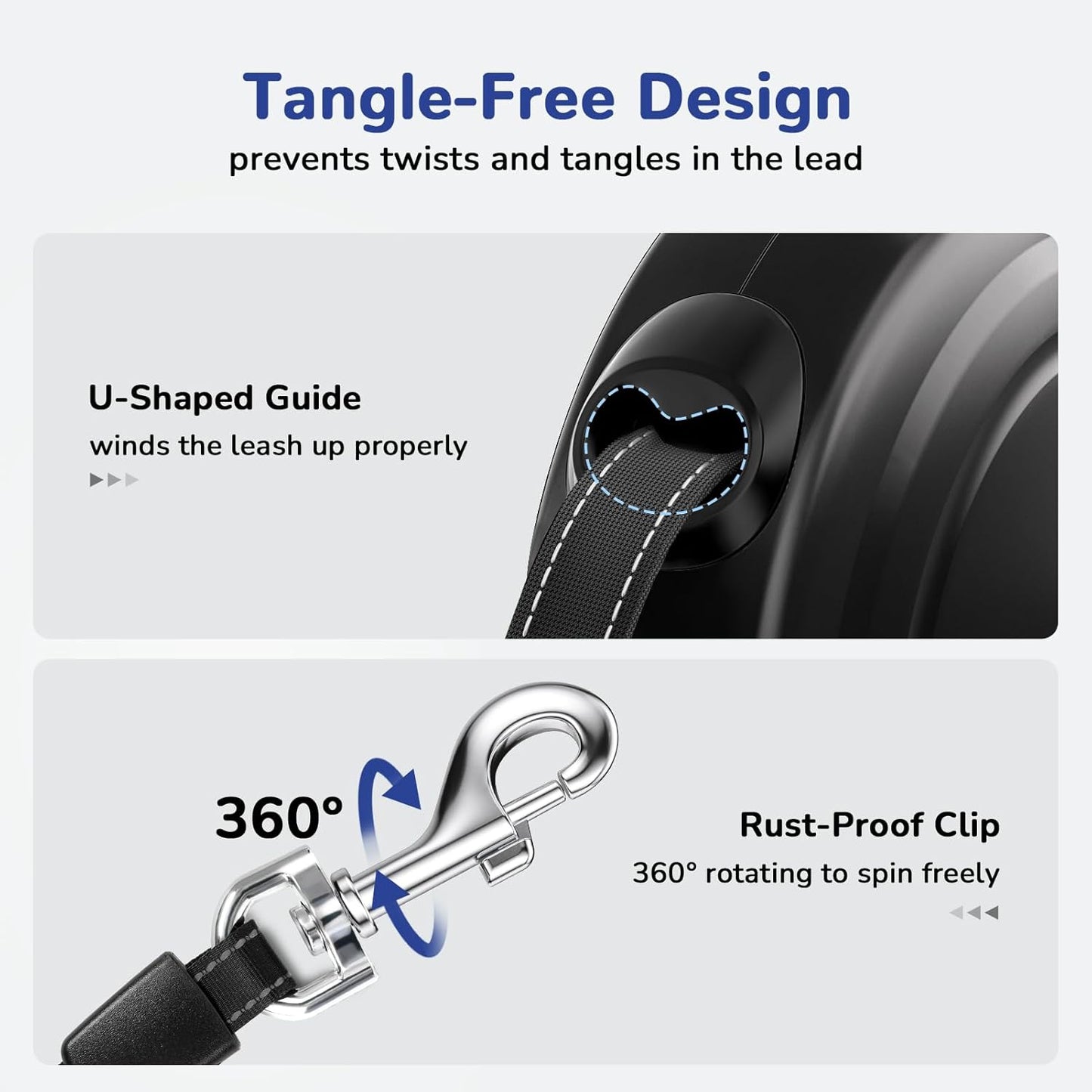 Pecute 32ft Retractable Dog Leash with Reflective Strips, One-Button Control & Sturdiness Nylon Material, Long Leash Retractable with Poop Bag Holder for Medium Large Dog