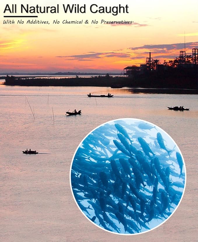 7 OZ Dried River Fish - 100% Natural Food for Turtles, Terrapins, Cats, Reptiles, Large Tropicals,Rodents