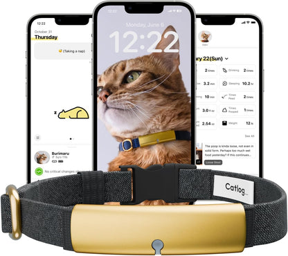 Health Tracker for Cats - Smart Cat Collar with Safety Breakaway Buckle for Indoor Cats, Wellness Alerts, Real-time Monitoring (Charcoal, S)