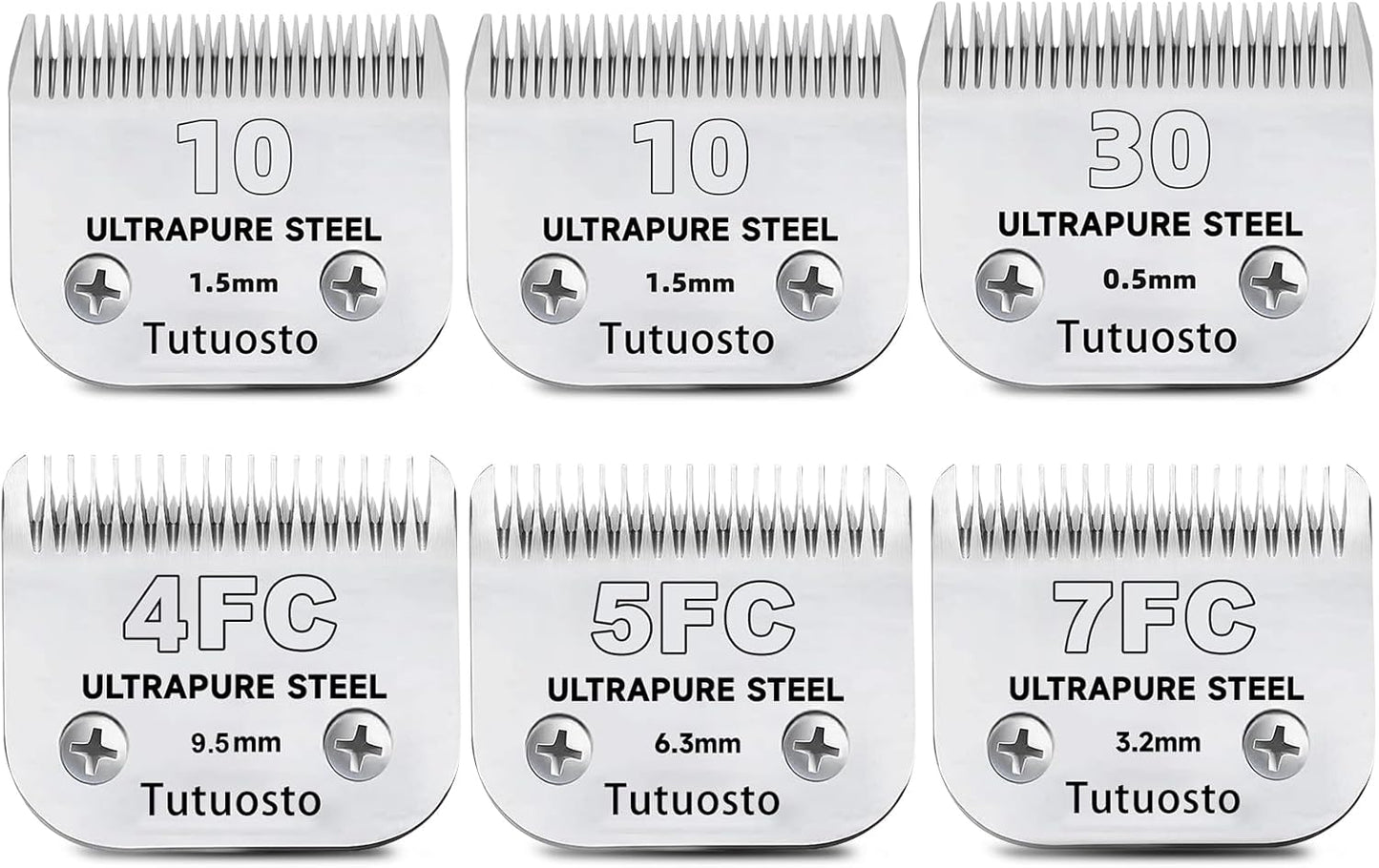 Clipper Blades Pet Grooming Clipper Replacement Blades Detachable Blade Compatible with andis/wahl/Oster Dog Clippers (2 * 10+30+4FC+5FC+7FC)