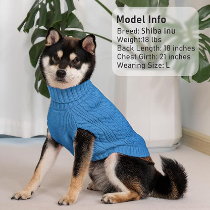KYEESE Dog Sweater Stretchy Knitwear Cat Clothes Thick Pet Coat for Fall Winter Cold Weather Warm Turtleneck Small Dogs Sweater with Gingham Patchwork Soft Pullover Dog Sweaters for Small Dogs Male