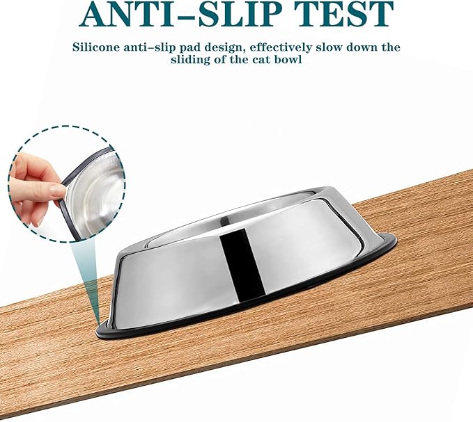 3Packs Cat-Bowls Cat Food Bowl - 4.5 Inch Non-Slip Stainless Steel Small Cats Wet Food Bowls 7 Oz Pet Feeding Bowl Whisker Fatigue Relief Cats Water Container for Kitten Puppy Small Dog