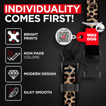 WAUDOG Nylon Cat Collar with Removable Bell and QR ID Tag for Small, Medium and Large Breeds Adjustable Long Lasting Durable Kitten Collars Boy & Girl