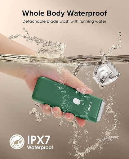 Dog Clipper for Matted & Long Hair,Quiet Pet Paw Hair Trimming Groomer,Handy Cordless Rechargeable Waterproof Shaver Kits for Cats,Small Dogs & Animals Green