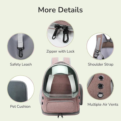 Cat Backpack Carrier for Large Cats, Expandable Cat Bubble Backpack, Dog Carriers for Small Medium Dogs, Airline Approved Pet Carrier for Travel Hiking Outdoor(Khaki)