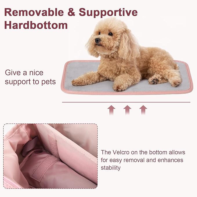 Pecute Dog Purse Carrier, Pet Carrier with Pockets for Small Dogs, Portable Small Dog Soft-Sided, Lightweight Dog and Puppies Tote Bag, Outing, Travel, Vet, Pink