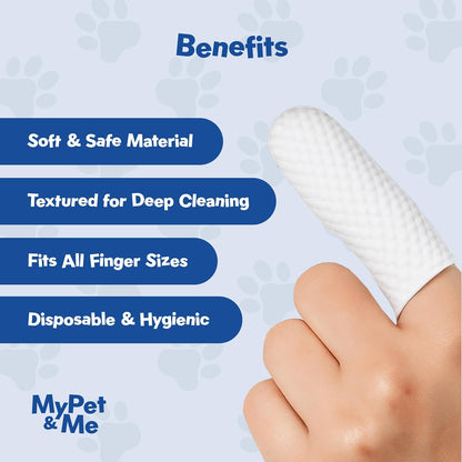 My Pet & Me Dog & Cat Finger Toothbrush Wipes – 50 Ct | Disposable Dental Wipes for Pets | Gentle, No-Rinse Oral Cleaning Gloves for Easy Teeth Care