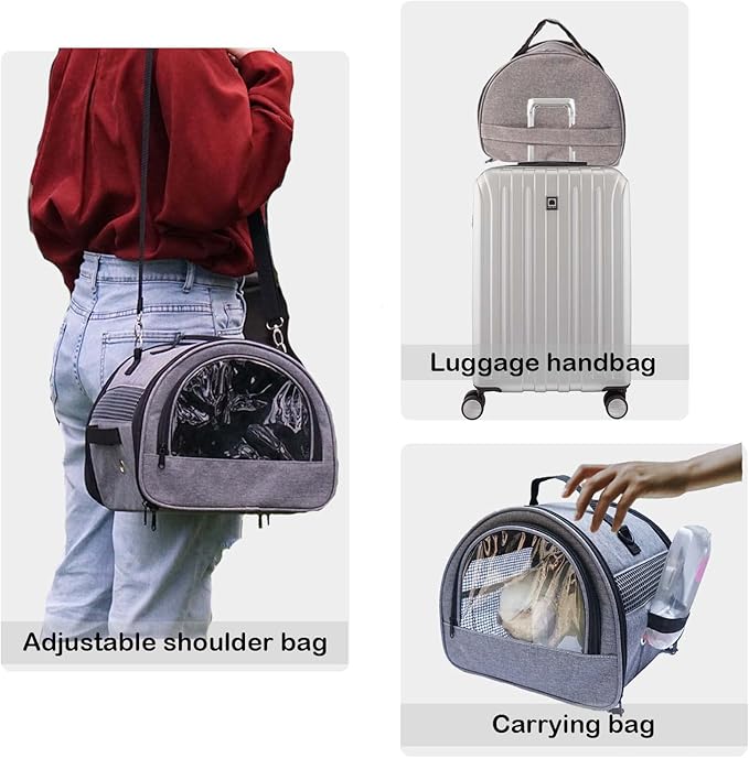 Guinea Pig Carrier, Small Pet Carriers for Rabbit Hamster Bird Bunny Bearded Dragon Kitty and Etc. Animal Bag with Stable Handle and Waterproof Pad, Easy Travel and Vet Visit-Large