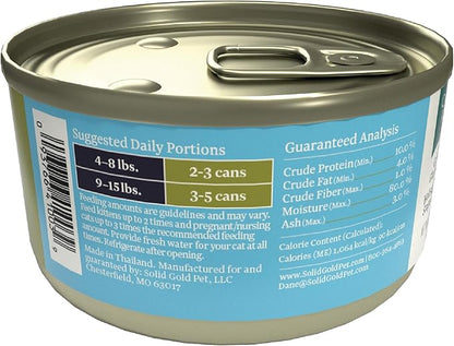 Solid Gold Wet Cat Food Pate - Healthy Canned Cat Food Pate w/Real Tuna & Sardine, Omega Fatty Acids, Vitamins & Minerals - Grain Free & Gluten Free Can Meals for Cats & Kittens - 3ct/3oz Cans