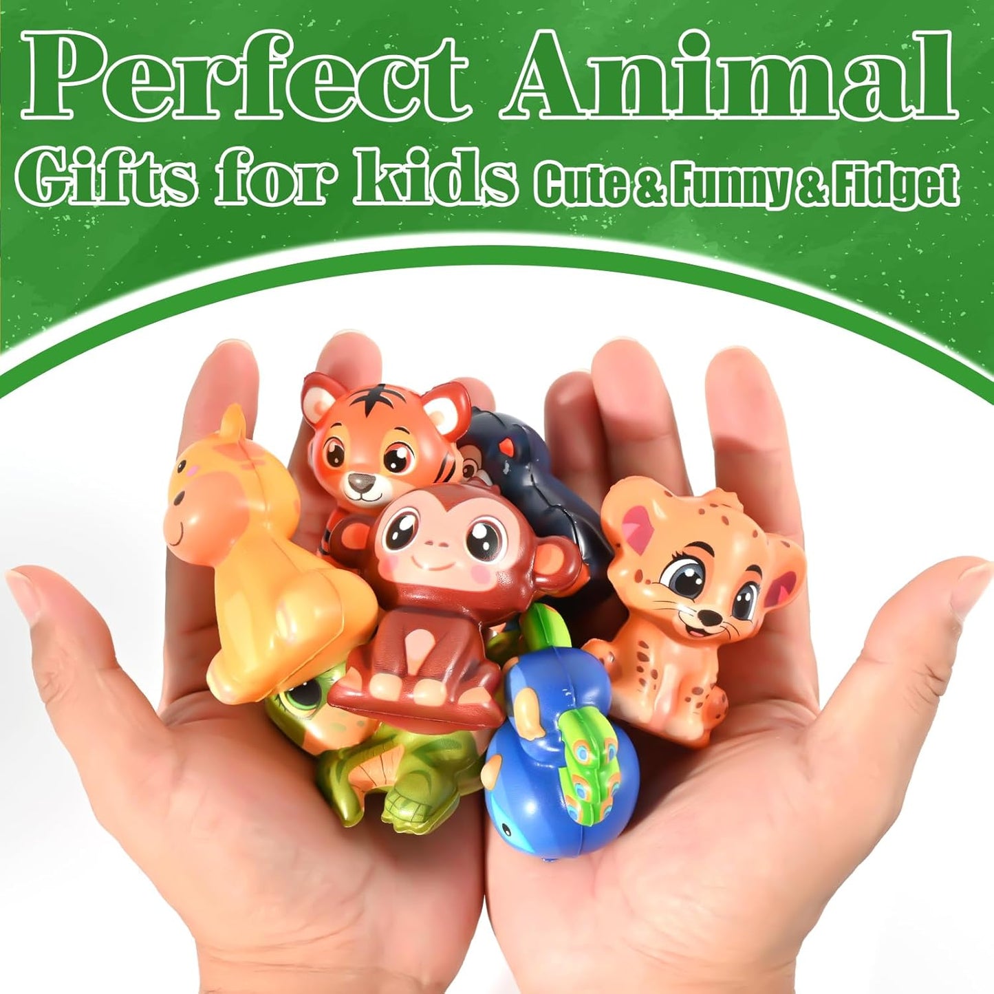 24PCS Party Favors for Kids, Animal Squishy Toys, Goodie Bag Pinata Fillers, Safari Wild Birthday Decorations, Treasure Chest Classroom Prizes,Easter Halloween Christmas Stocking Stuffers Gifts