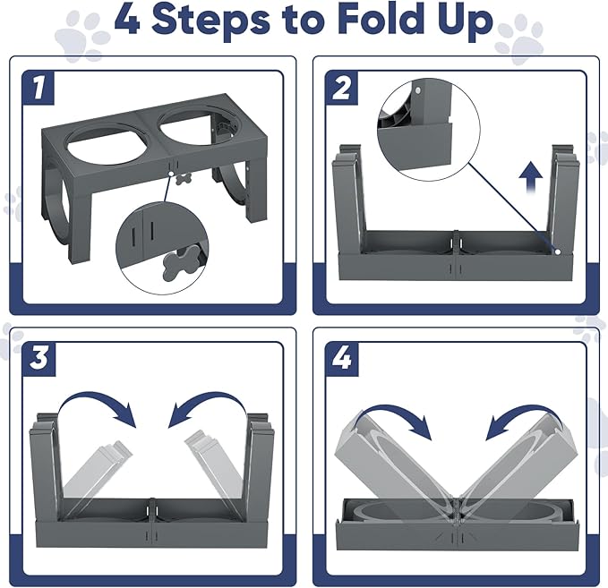 Elevated Dog Bowls Large Breed XIAZ Raised Dogs Bowl Stand Large/Medium Sized Dog 1L Food Water Bowl Stands 5 Heights Adjustable 9/11/12/16in Grey Pet Feeder Dish Station