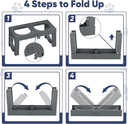 Elevated Dog Bowls Large Breed XIAZ Raised Dogs Bowl Stand Large/Medium Sized Dog 1L Food Water Bowl Stands 5 Heights Adjustable 9/11/12/16in Grey Pet Feeder Dish Station