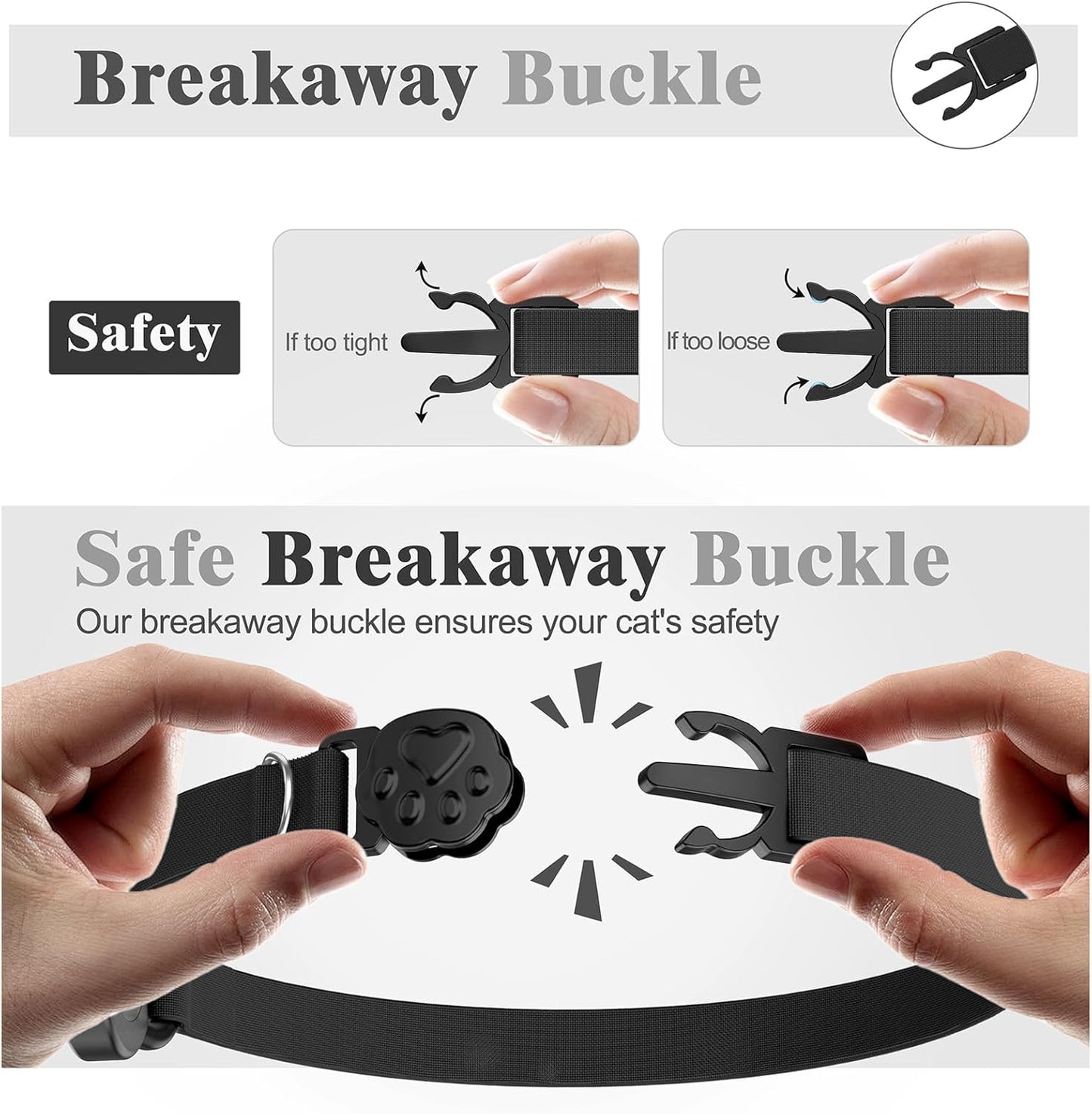 Airtag Cat Collar, Stretchy Kitten Collar with Apple Air Tag Holder, Lightweight and Comfortable, Ultra Elastic GPS Cat Collars for Cats Kittens and Puppies, 8-12.5 Inch, Black