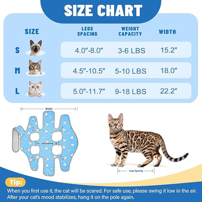 Supet Cat Grooming Hammock, Self-Adherent Cat Wrap for Cutting Nails, Anti-Escape Calming Wrap for Medicine, Nail Clipping, Teeth Brushing, Ear Cleaning