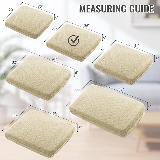 Nanbowang Waterproof Dog Bed Pillow, Washable Pet Hair Easy to Remove, Quilted, Lovely Puppy Bed Cover for Dog/Cat (27x36x6, 1pack, Beige)