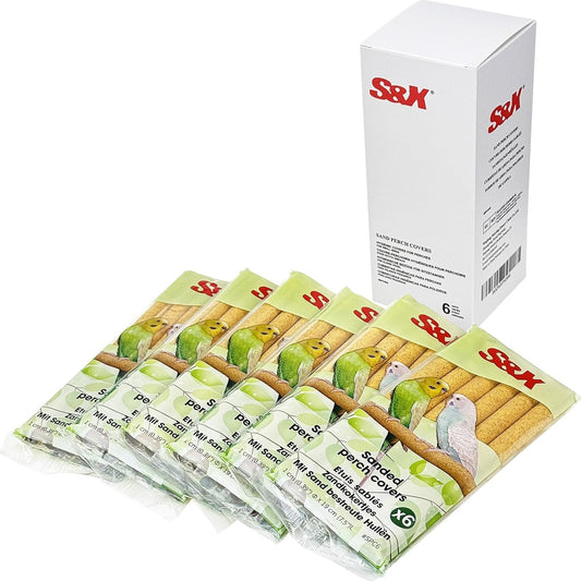 S&X Bird Perch Covers, Sand Perch Covers Sandpaper for Budgies, Canaries, Parakeets, Lovebirds and Other Small Birds (36-Pack Small 7.5" x 0.4")