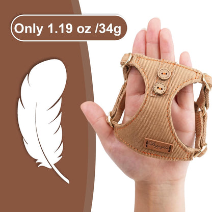 No Pull Dog Harness with Multifunction Dog Leash,Soft Adjustable No Choke Escape Proof Pet Harness Vest for Medium Dogs or Large Dogs,Khaki Camel,XXS