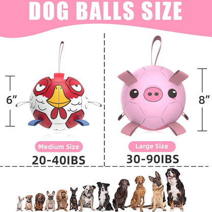 QDAN Dog Toys Soccer Ball with Straps, Interactive Dogs Toys for Tug of War, Puppy Birthday Gifts, Dogs Tug Toy, Dog Water Toy, Durable Dog Balls for Medium & Large Dog - Pink Pig（8 Inch）