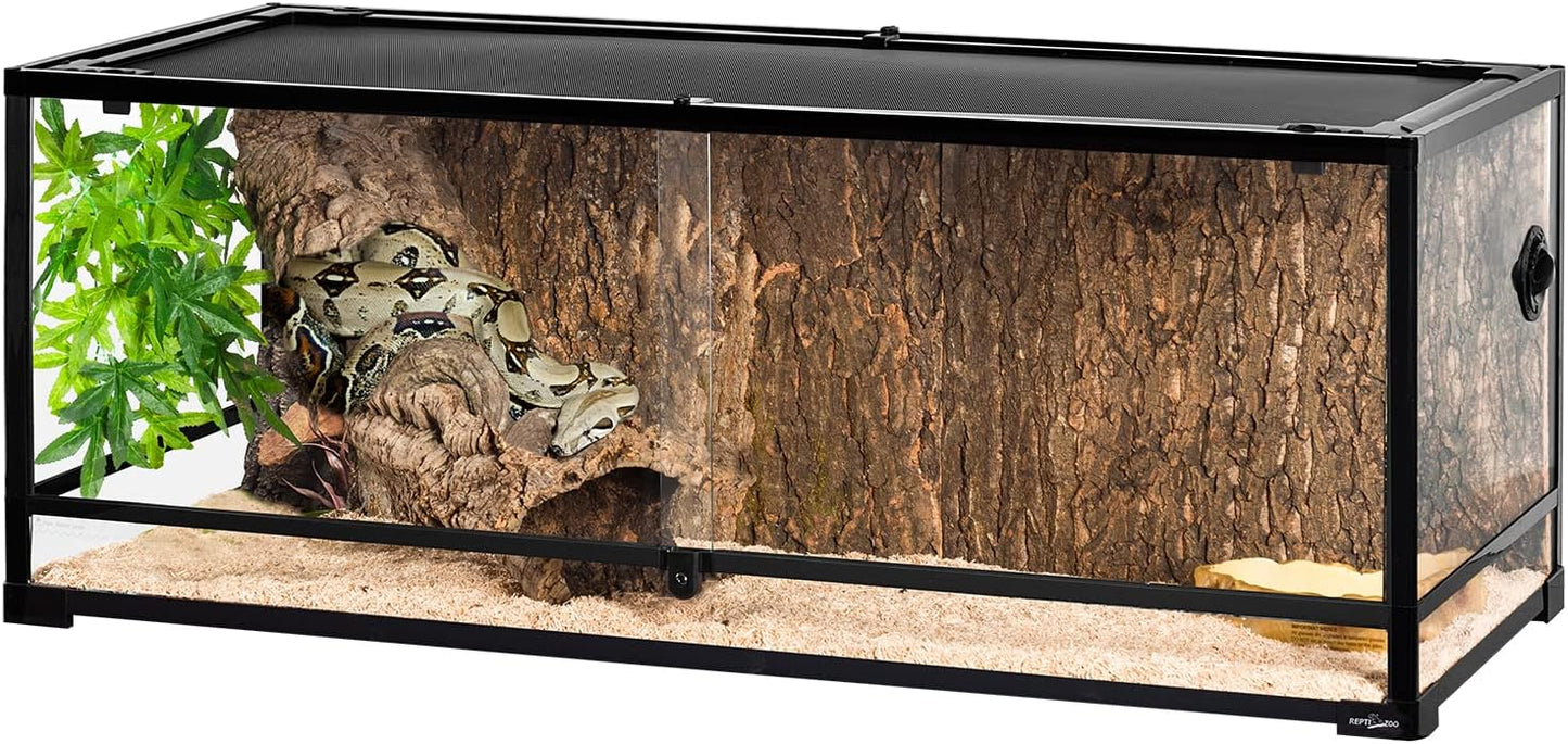 REPTI ZOO 67 Gallon Reptile Large Terrarium Newly Upgraded All Glass 48" x 18" x 18" Double Hinge Door with Top Ventilation Reptile Terrarium(Knock-Down)