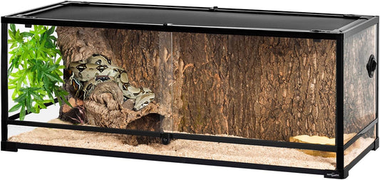 REPTI ZOO 67 Gallon Reptile Large Terrarium Newly Upgraded All Glass 48" x 18" x 18" Double Hinge Door with Top Ventilation Reptile Terrarium(Knock-Down)